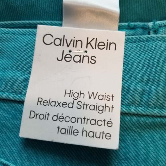 Calvin Klein High Waisted Relaxed Straight Leg Jeans Size 26 Teal NWT - Picture 8 of 11